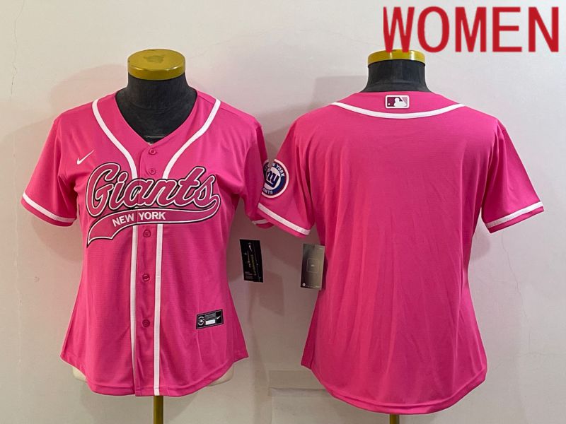 Women New York Giants Blank Pink 2022 Nike Co branded NFL Jerseys